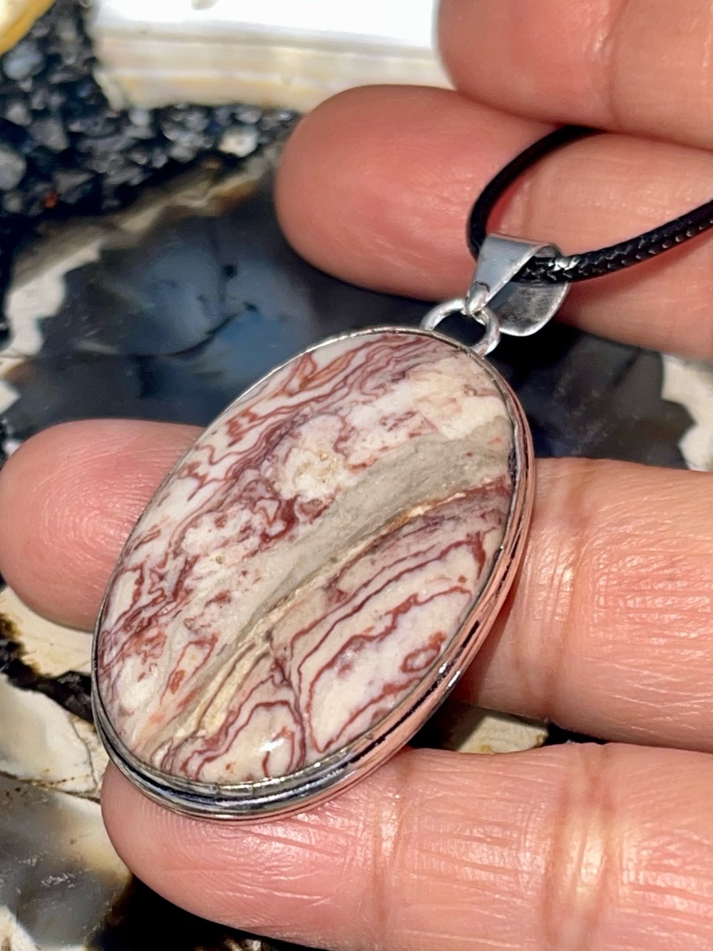Wave Dolomite Crystal Pendant 2”